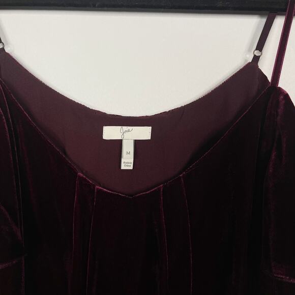 Joie Medium M Red Adorlee Cold Shoulder Velvet Flutter Sleeve Top Short Sleeve - Picture 4 of 7